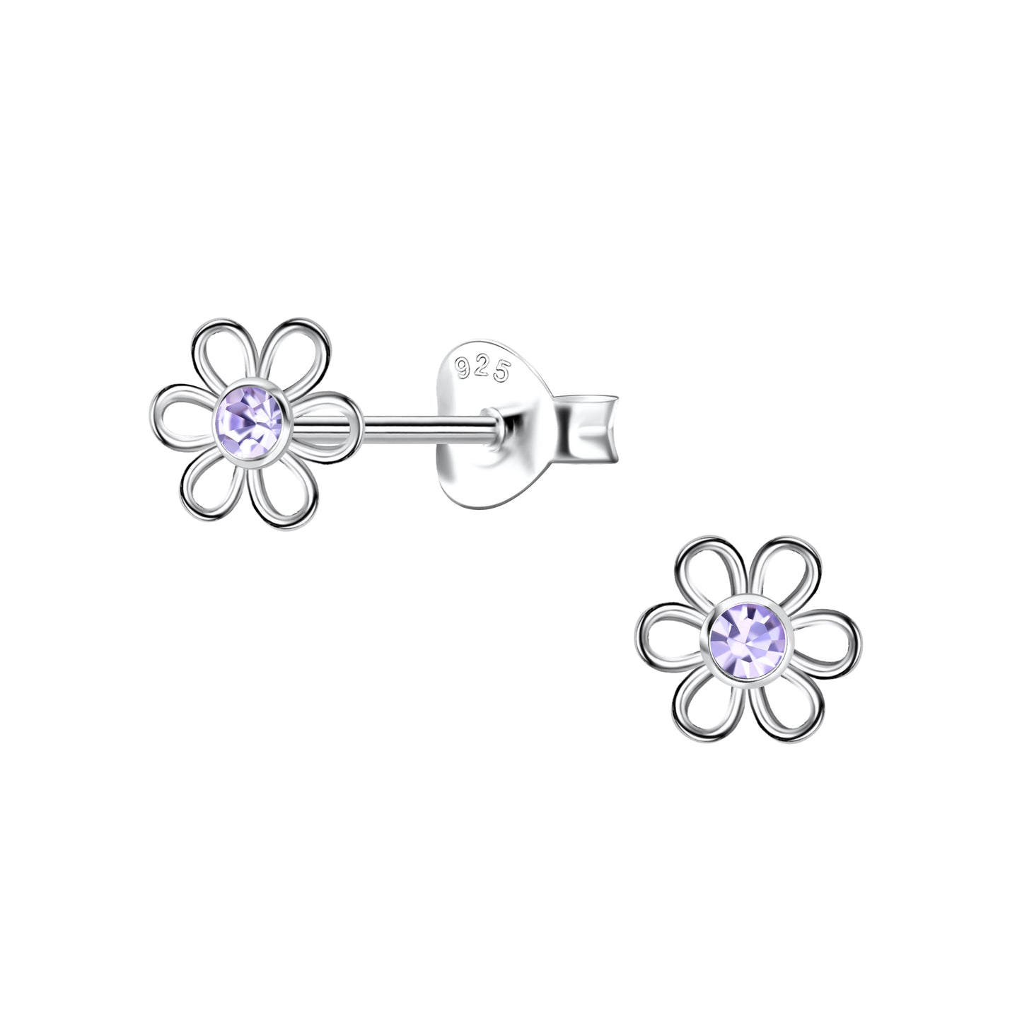 Violet Flower Stud Earrings 'Sweet White Violet'.