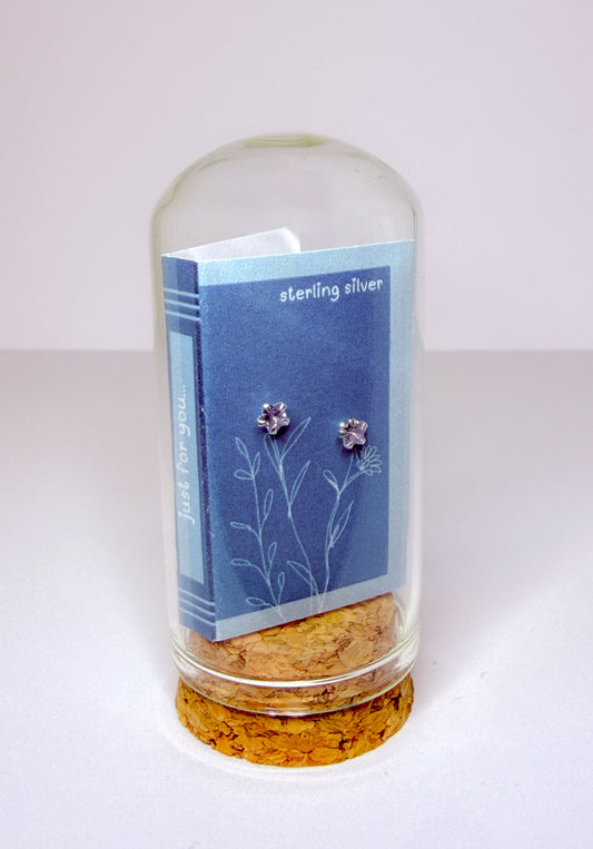 Lavender Purple Flower Stud Earrings 'When you're blue, this is just for you'.