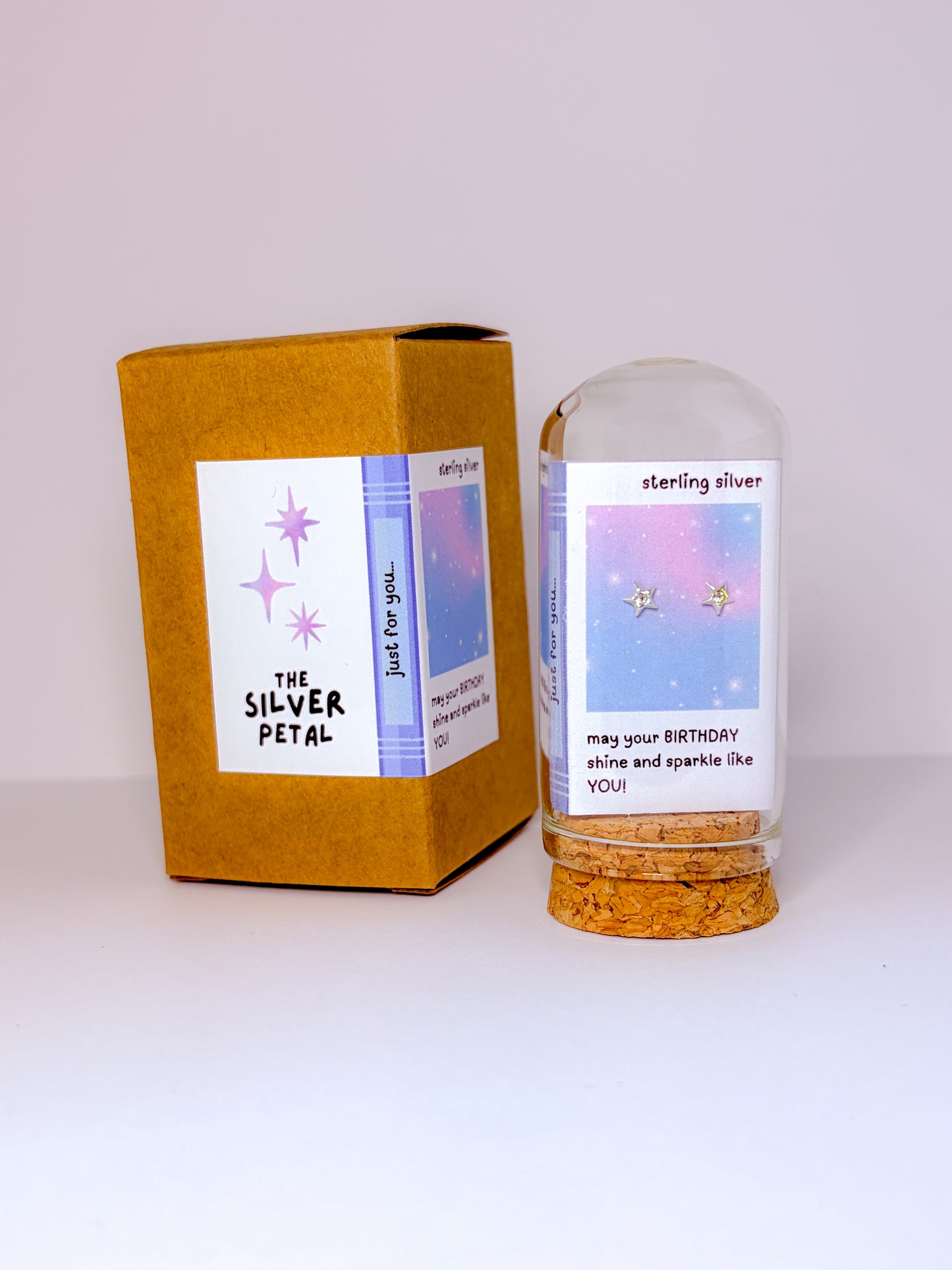 Star Crystal Stud Earrings 'May your birthday shine and sparkle like you.'