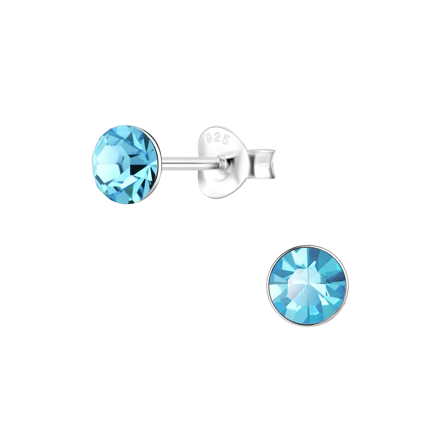 Round Aqua Crystal Stud Earrings 'to me, from me.'
