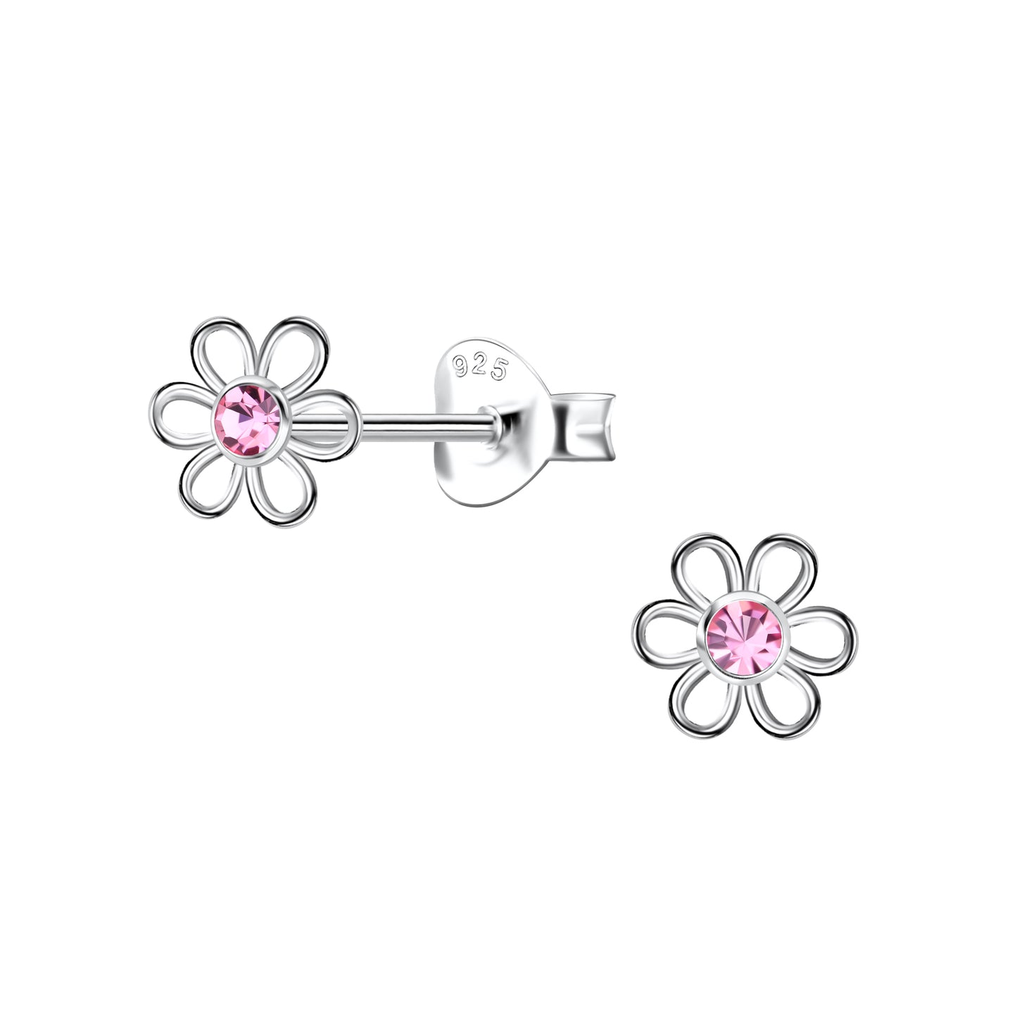 Rose Flower Stud Earrings 'Roses are pink'.